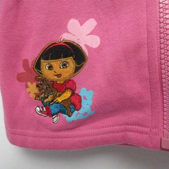 Nickledeon Dora Explore Girls 18 Months Hooded Pink Zip Long Sleeve Sweatshirt - Picture 4 of 7